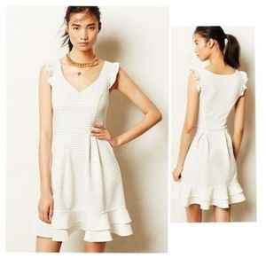 ANTHRO MAEVE Sunland Striped Ruffle Fit and Flare